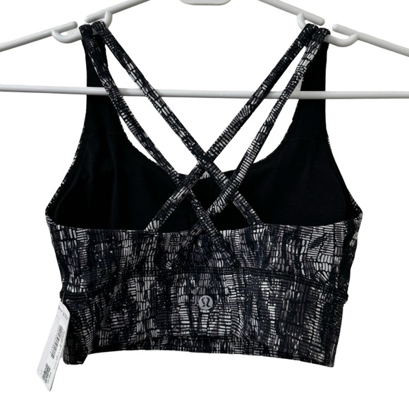 NWT Lululemon Energy Longline Bra in Lino Slide Alpine White Black Woman’s 4 - Picture 5 of 7